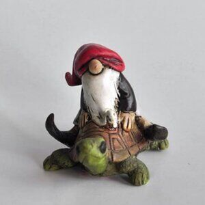 Top Collection Miniature Fairy Garden & Terrarium Gnome Riding on Turtle Statue